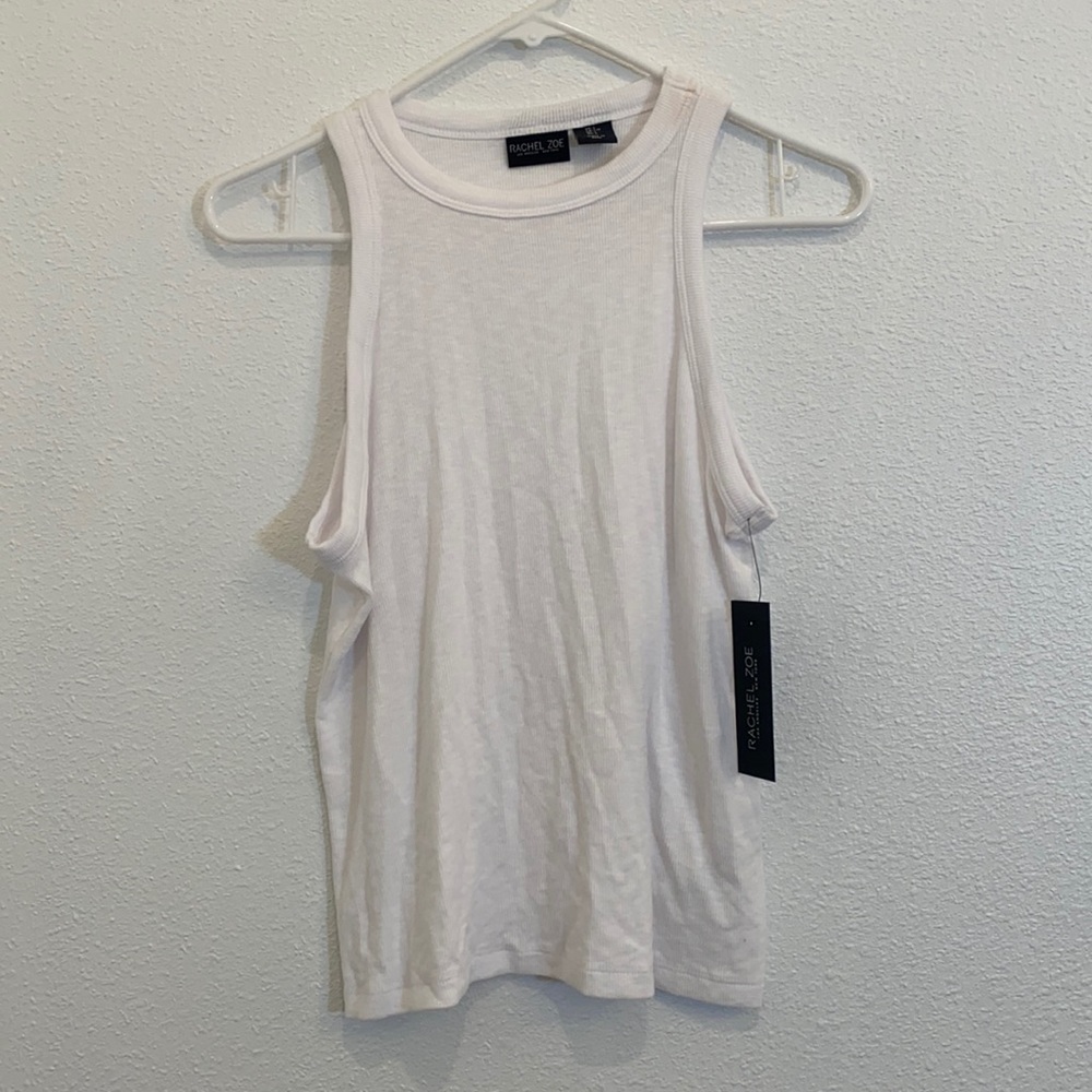 New Rachel Zoe high neck white ribbed tank top
